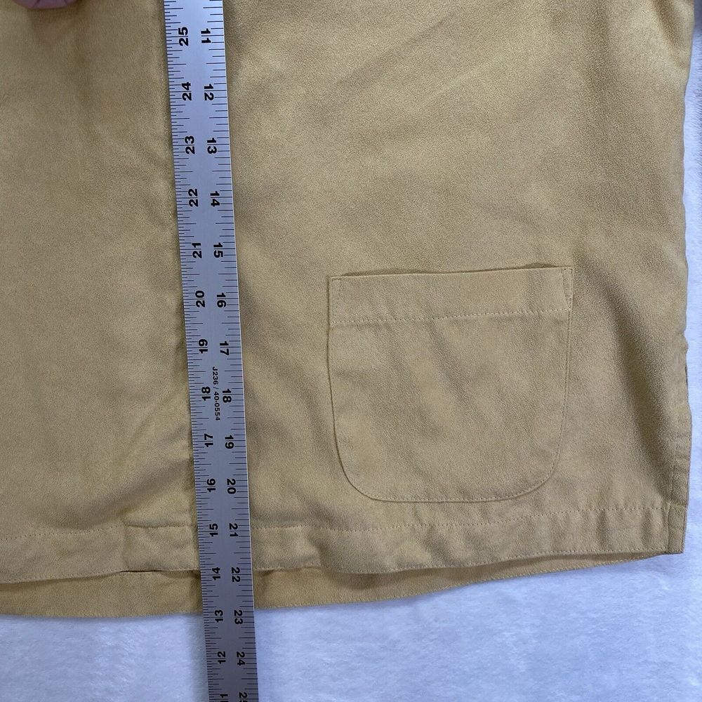 CHICO'S top Womens 0 small Faux Suede Button-Front Shirt Blouse Dijon Yellow - Picture 7 of 9